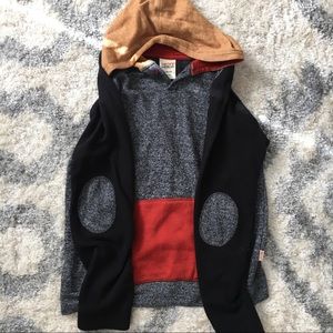 Color block hoodie with elbow patches
